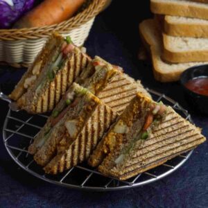 Punjabi Grilled 3 Layer Paneer and vegetable sandwich